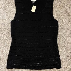 Ann Taylor Black Textured Tank Top